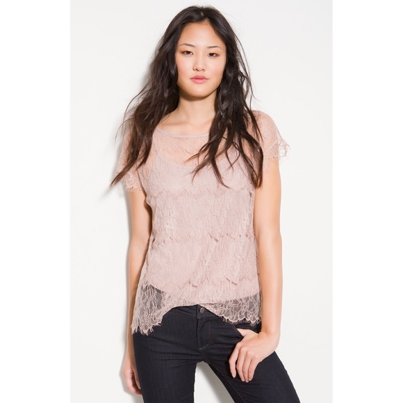 Blush lace tee