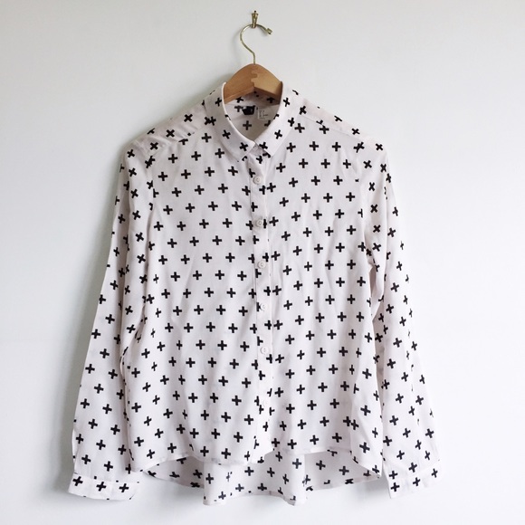 H&M Cross Print Longsleeve Blouse