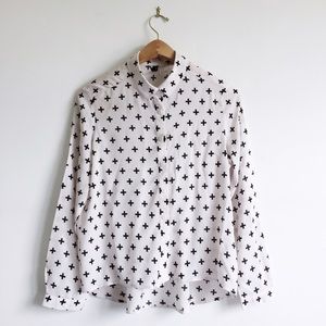 H&M Cross Print Longsleeve Blouse