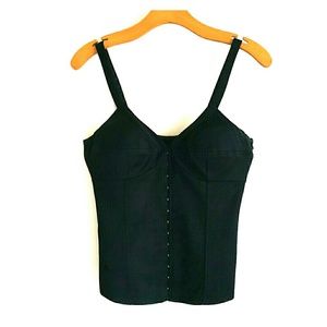 Laundry Black Satin Corest Top Sz XSM