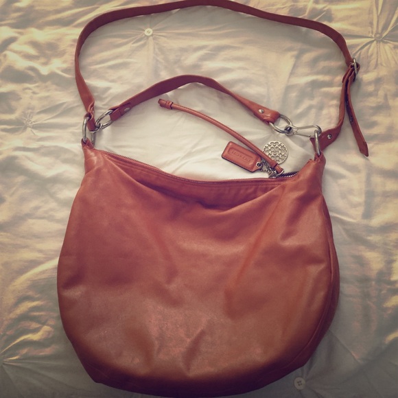 Orange leather authentic Coach handbag