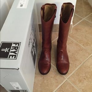 Frye Melissa Button Cognac Boots Size 8.5