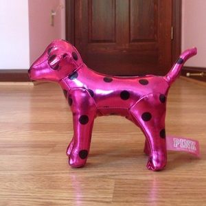 PINK Metallic Pink and Black Polka Dot Dog