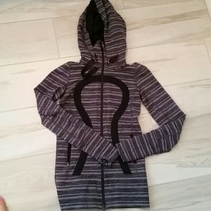 Grey Stripe Hooded Jacket