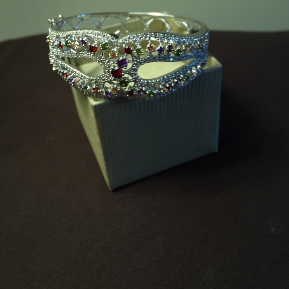 Sterling silver bangle with semiprecious stones