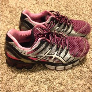 Asics Pink and Black Gel Athletic Tennis Shoes