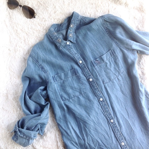 Abercrombie & Fitch Tops - SOLD Abercrombie&Fitch Sequin/Shine Denim Top