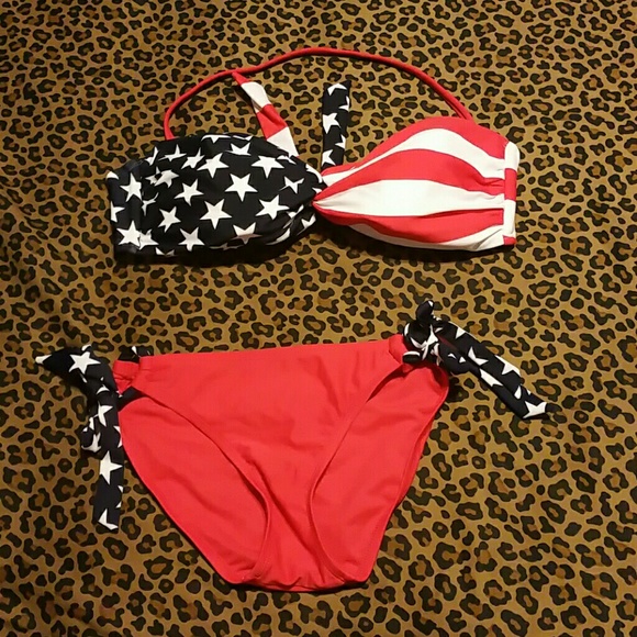 4th of july Red white & blue American flag bikini
