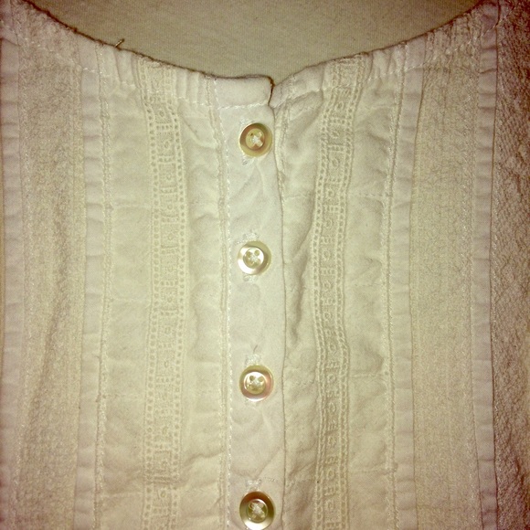 J Crew Lacey Front 3/4 Sleeve White Shirt