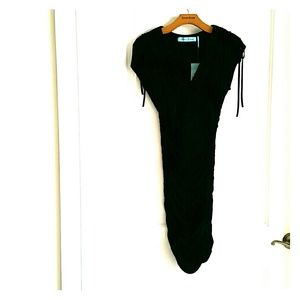 Marciano Black Slinky Ruched Cocktail Dress XS
