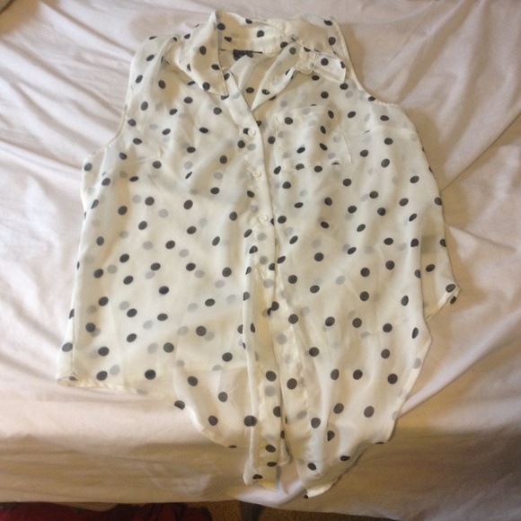 Black and white polka dot blouse