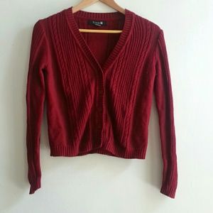 Deep red knitted cardigan
