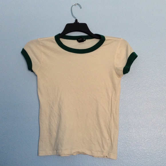 Forever 21 Cream/Green Ringer Top