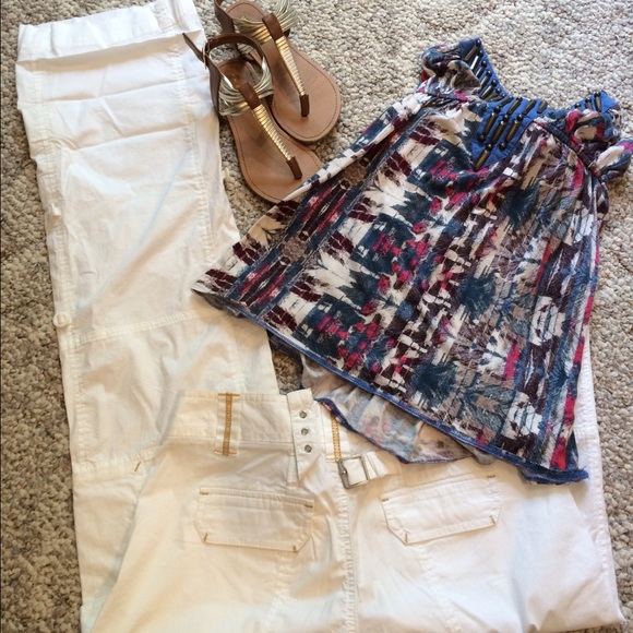 Light weight, adjustable length white pants