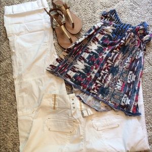 Light weight, adjustable length white pants