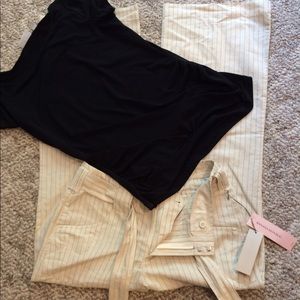 Light-weight, relax-fit black pinstripe pants
