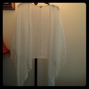Fringe-Trim Crochet Kimono