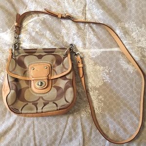 Authentic Coach Beige Logo Handbag