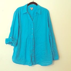 Turquoise Blue Button down shirt