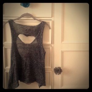 Black/White Knitted Tank w/ Heart Cut-Out in Back