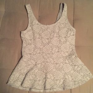 Express Lace Peplum Top/Tank With Neon Zipper Back