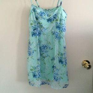 Light blue floral print sun dress.