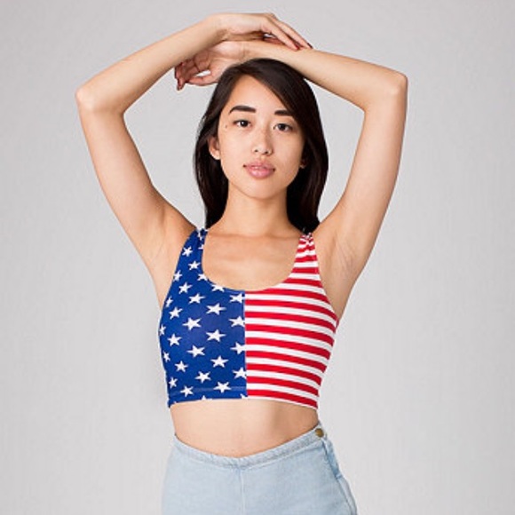 American Apparel American Flag Crop Top