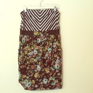 Xhilaration strapless striped and floral dress