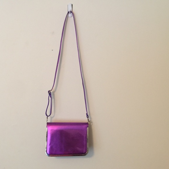 Metallic Purple Cross Body Bag - Picture 3 of 3