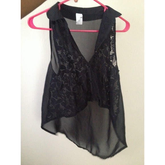 Lace chiffon high low top