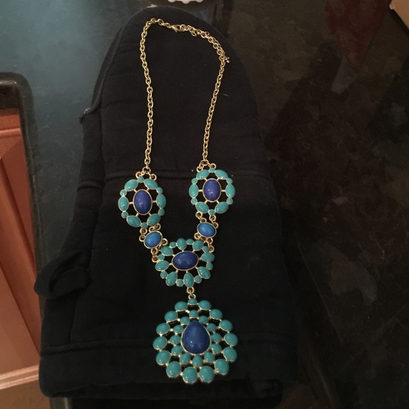 Turquoise and royal blue statement necklace