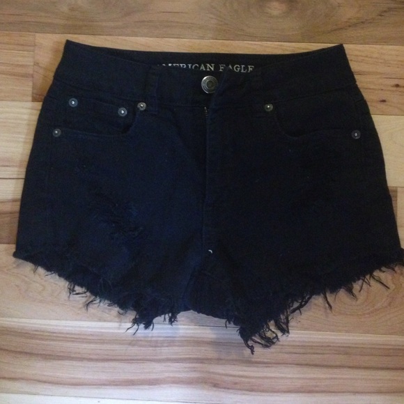 Distressed Black High Waisted Shorts