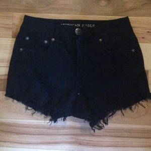 Distressed Black High Waisted Shorts