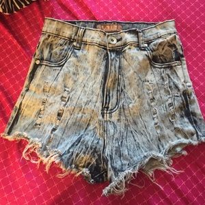 Light Blue & Bleached High Waisted Shorts