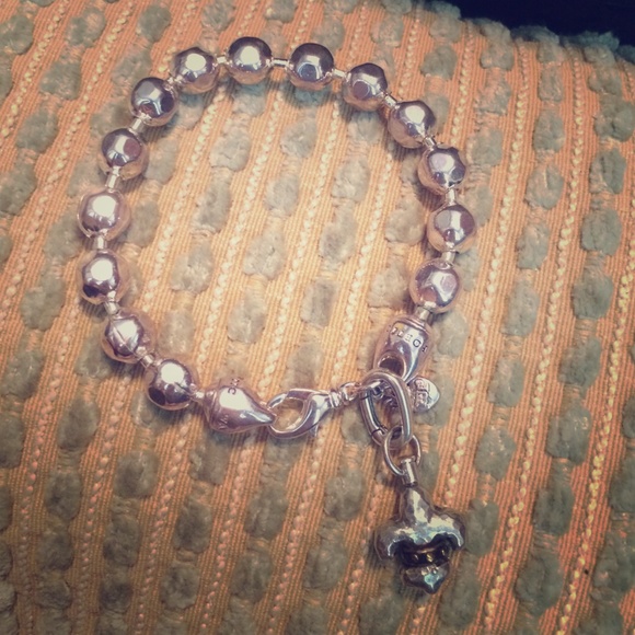 silver ball bracelet w/ fleur de lis charm