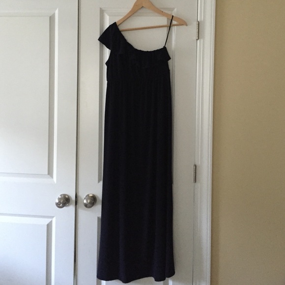 One shoulder Navy maxi dress
