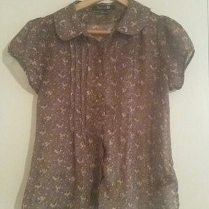 Forever 21 Taupe Floral Shell