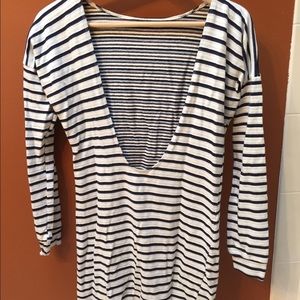 Low Back, Navy and White Striped Dress