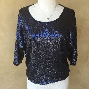 Dark Blue Sequin Top