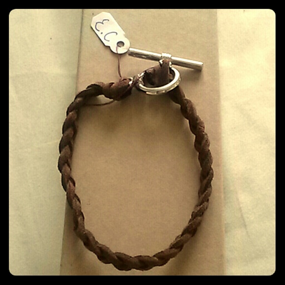 Beautiful chocolate brown leather braided bracelet