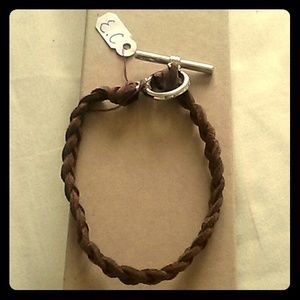 Beautiful chocolate brown leather braided bracelet