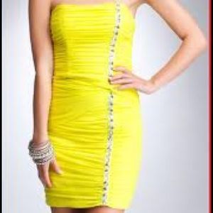Bebe Yellow dress with Rhinestones