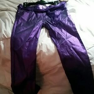 Purple shiny girls skinny jeans