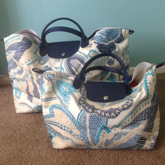 Longchamp fleurs de ravello travel sz indigo/blue - Picture 1 of 2