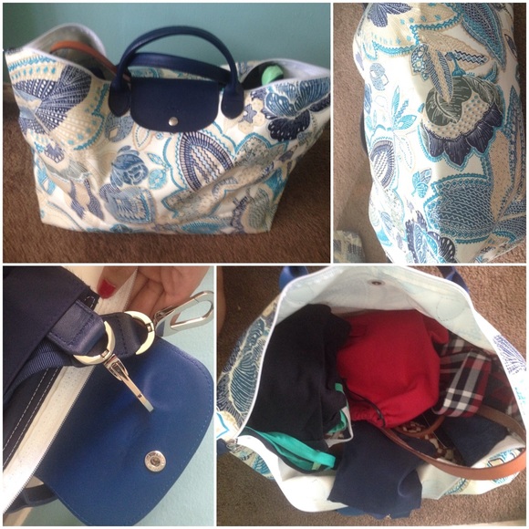 Longchamp fleurs de ravello travel sz indigo/blue - Picture 2 of 2