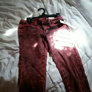 Red and black faded jeggings