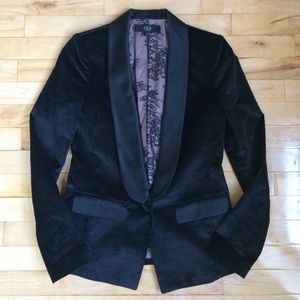 Tibi black velvet tuxedo blazer