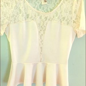 francesca's collection white peplum shirt