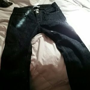 Dark blue sparkly jeans