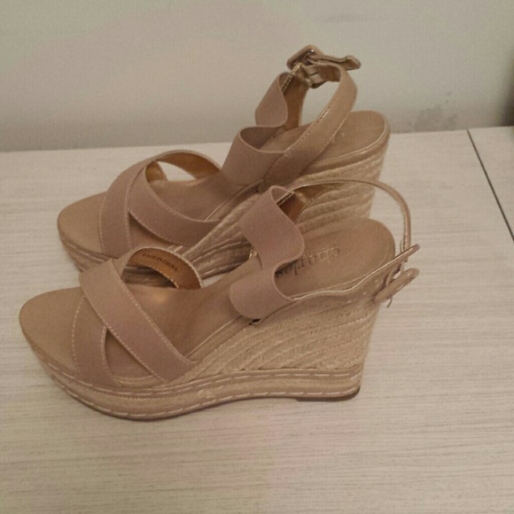 Charles David Nude Espadrille Wedges
